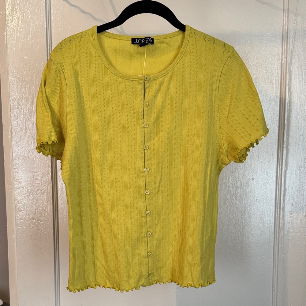 J. Crew Pointelle short sleeve knit cardigan NWT